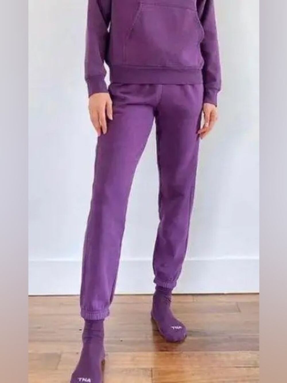 TNA Aritzia Cozy Mega Fleece Purple Sweatshirt Joggers Set Size M/XS Lounge Set